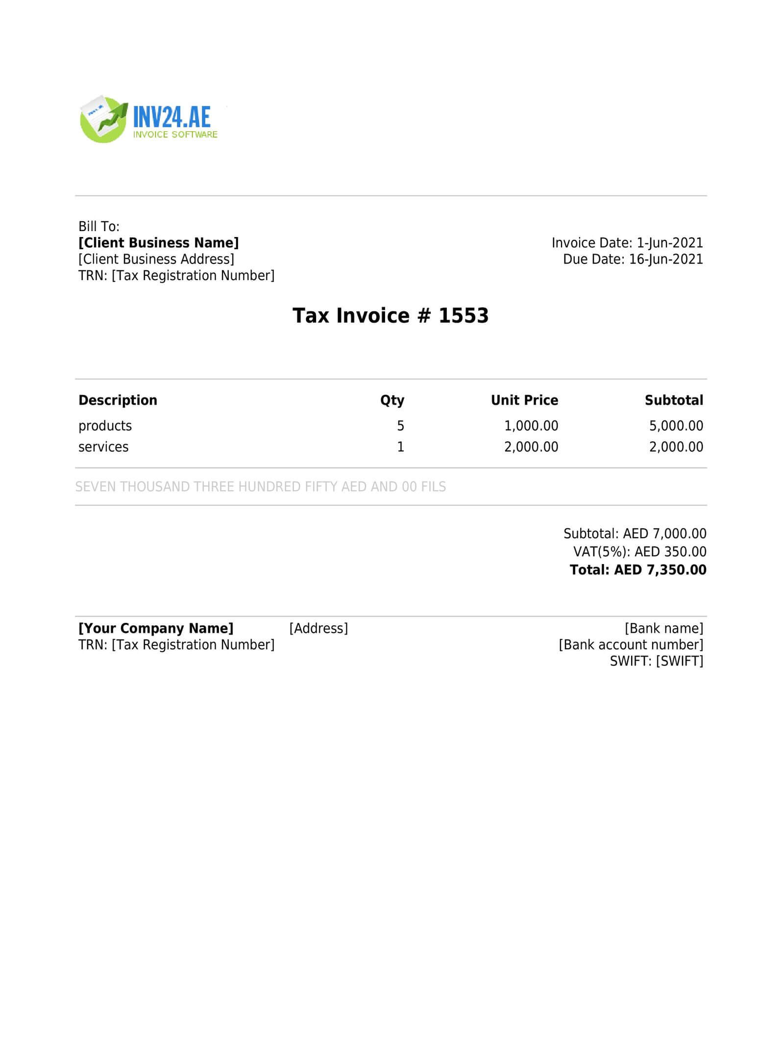 tax invoice format uae