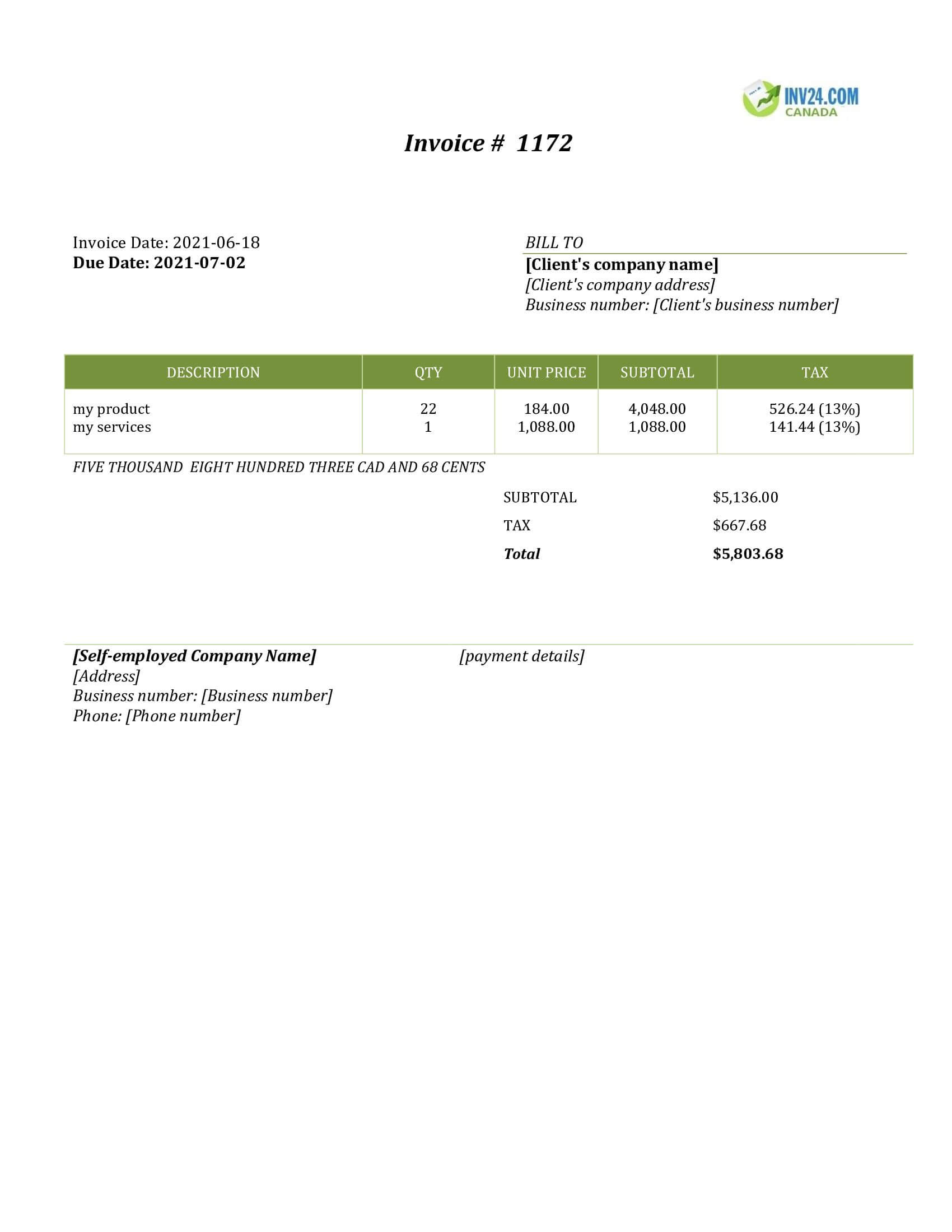 Self Employed Invoice Templates Galaxyspa