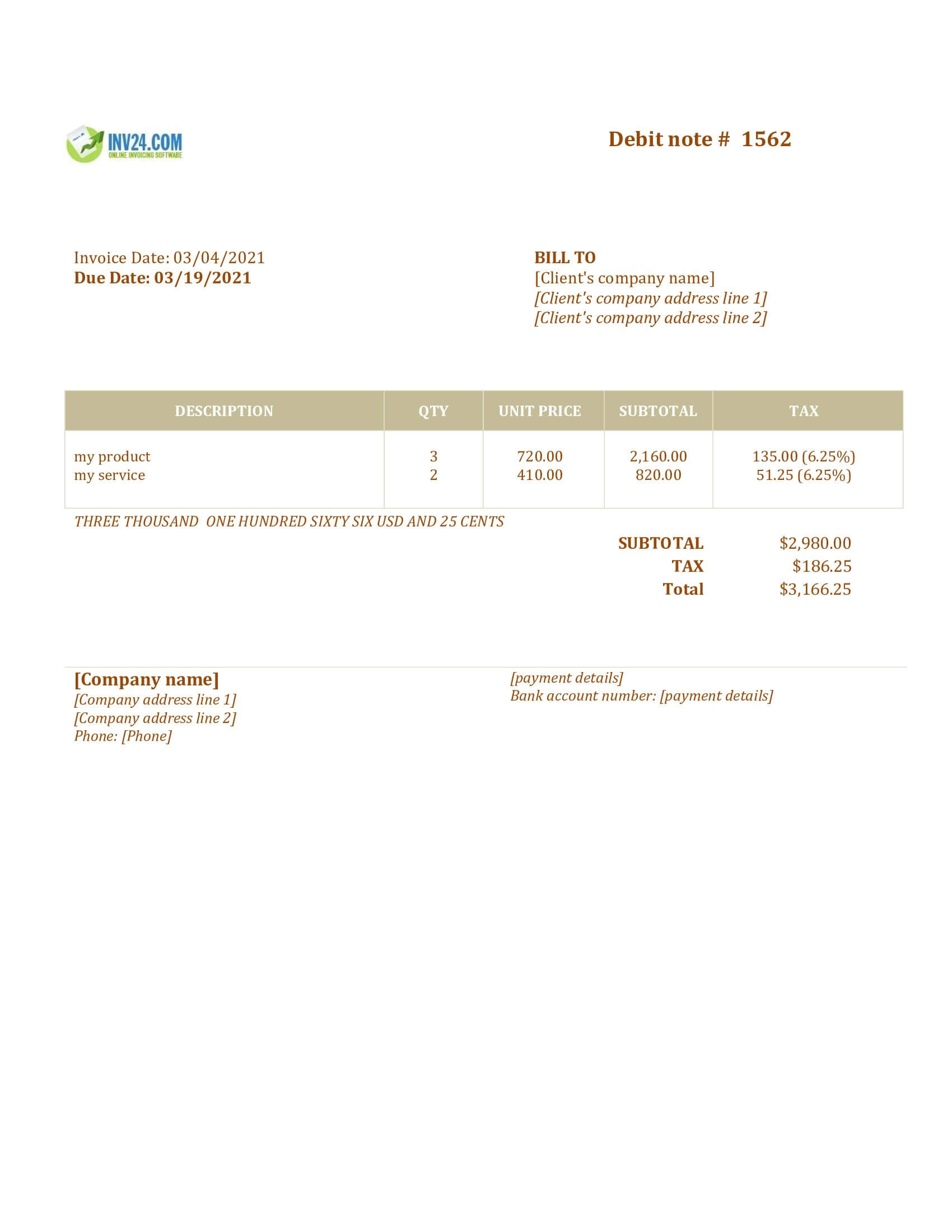 Debit Note Template Free Download Printable Form Templates And Letter