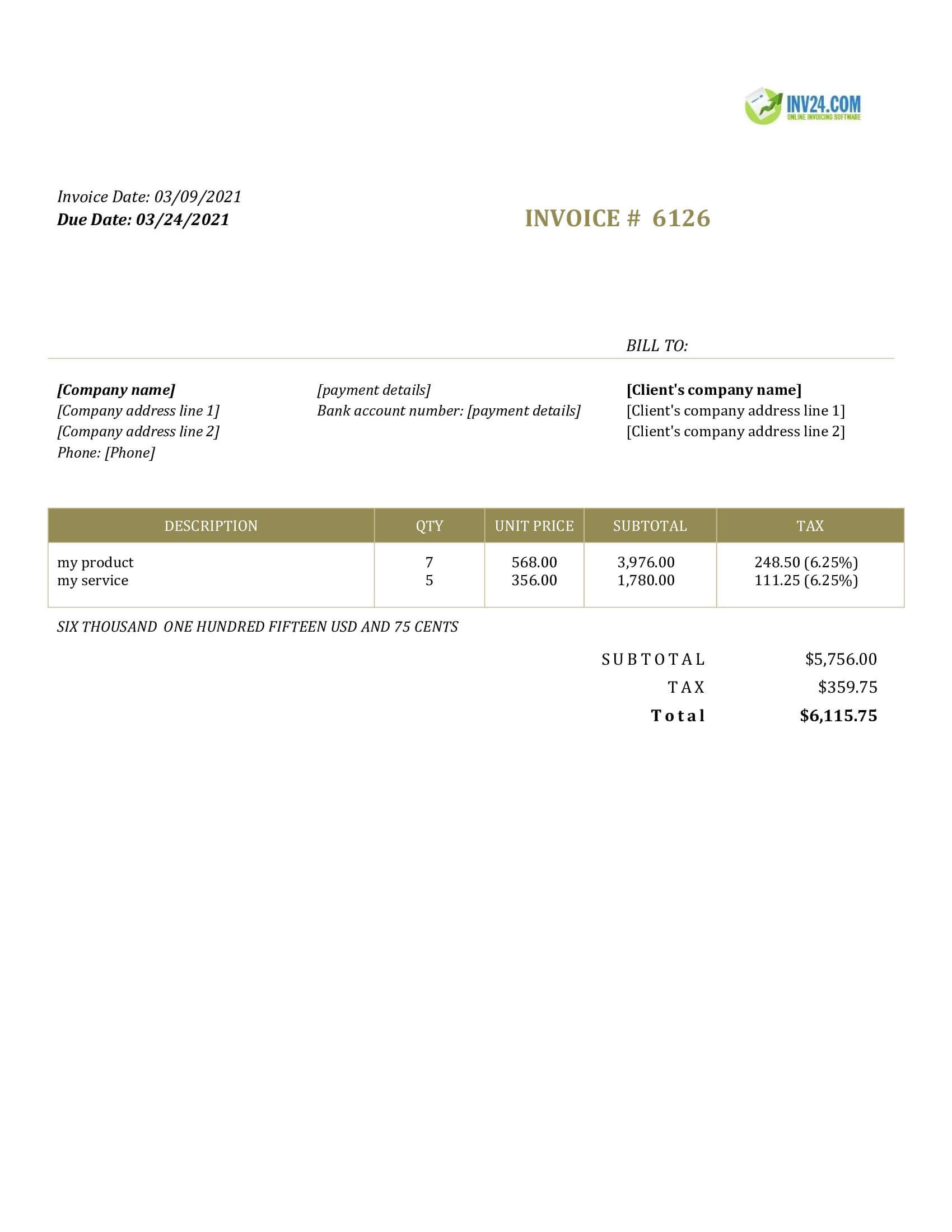 free invoice templates to fill in and print