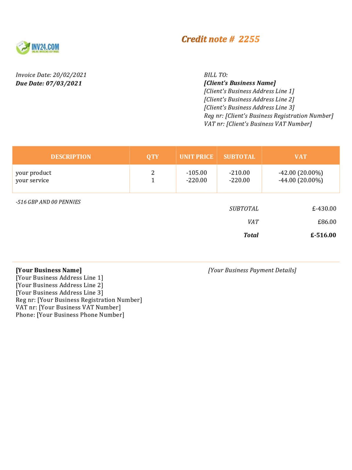 Credit Note In The United Kingdom - Definition, Sample And Creation