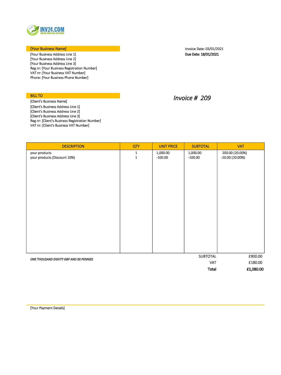 Invoice With A Discount In Uk