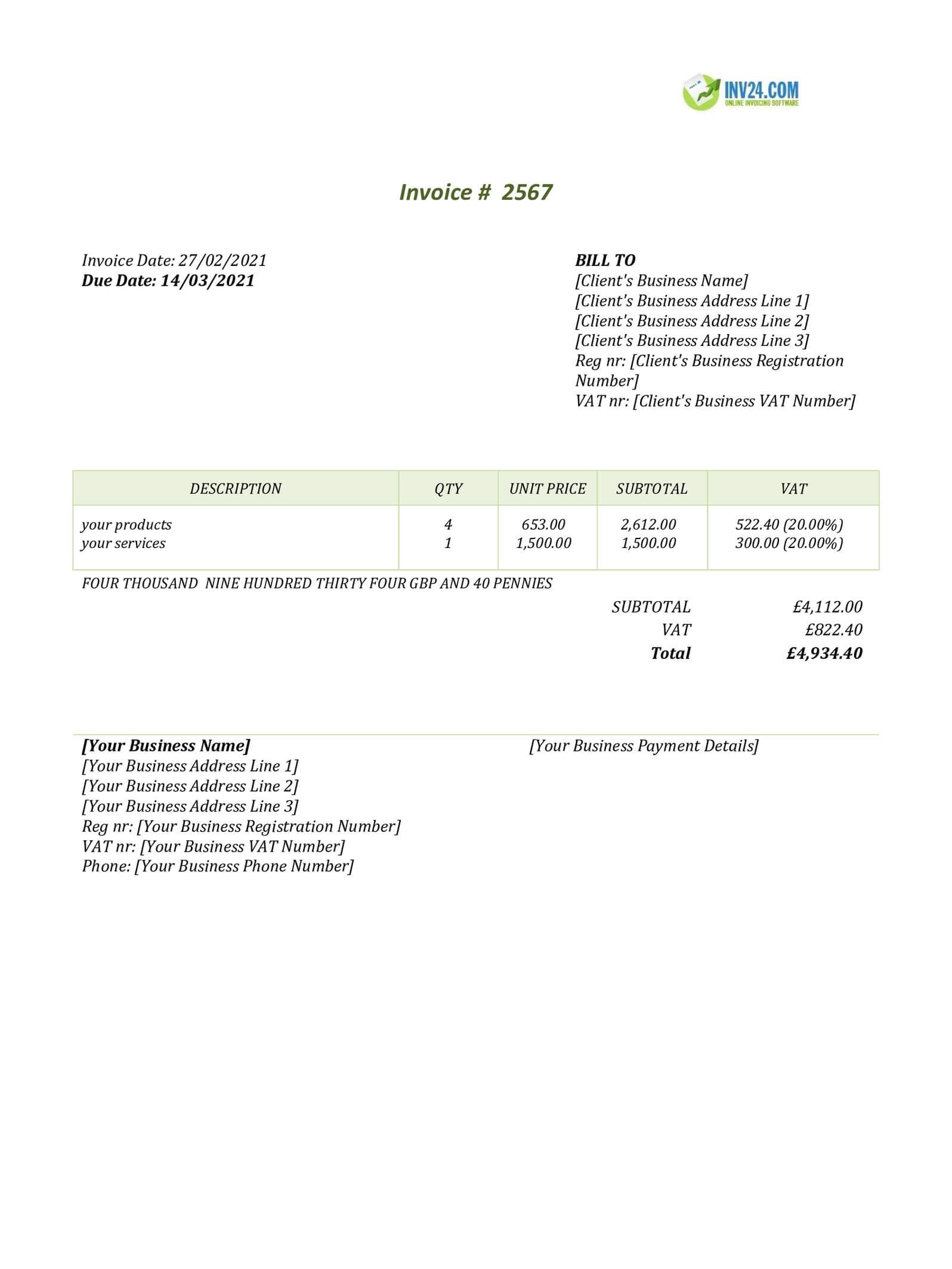 Vat Invoice Template Uk Word | Free Download Nude Photo Gallery