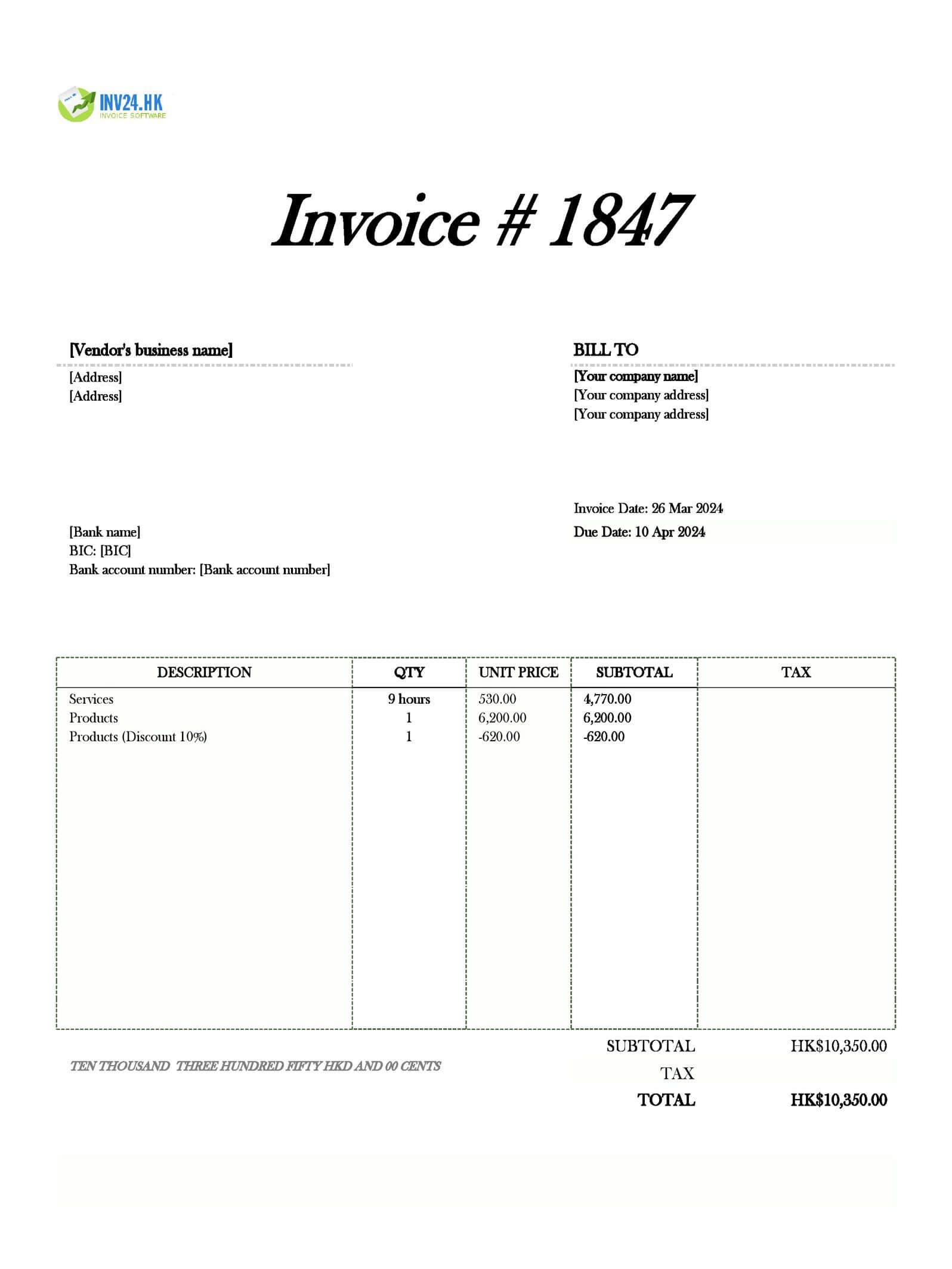 Vendor Invoice in Hong Kong: Meaning & Sample