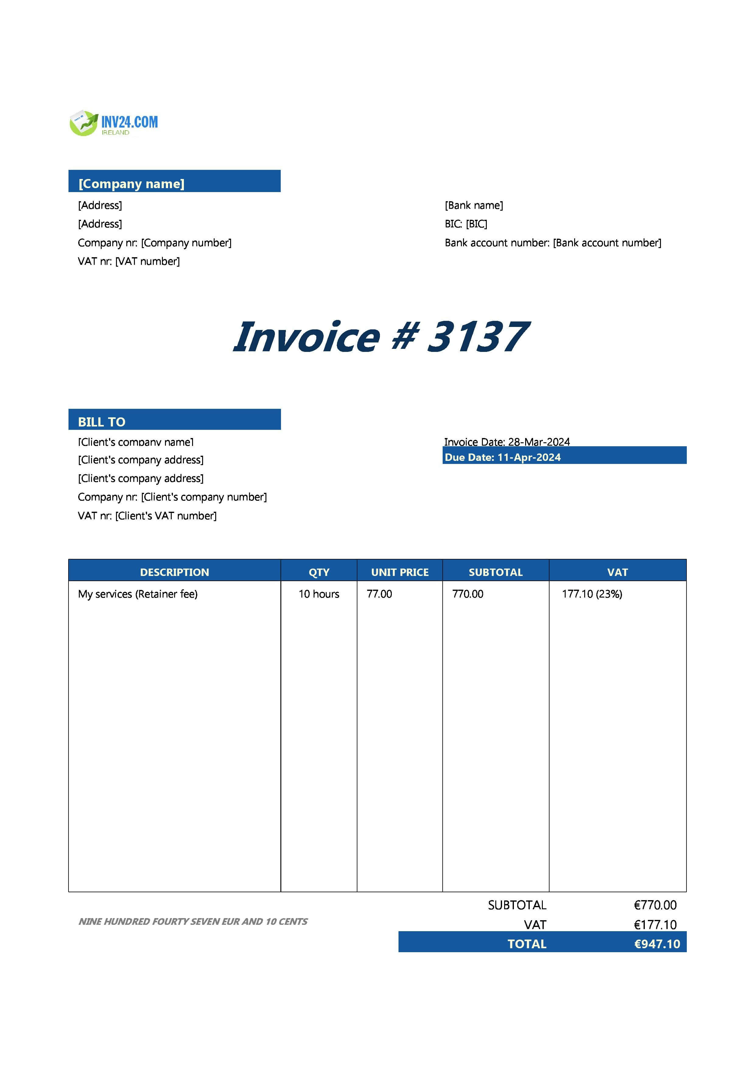 Retainer Invoice in Ireland: Meaning, Example, Pros & Cons