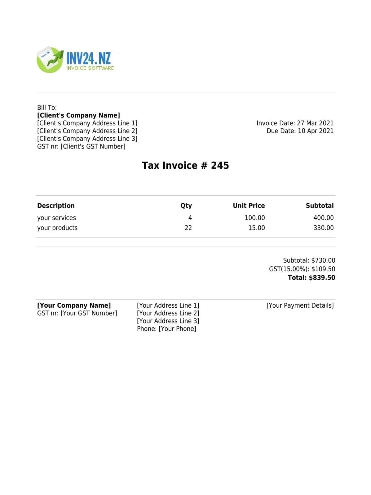 GST Invoice In New Zealand - Definition, Sample And Creation