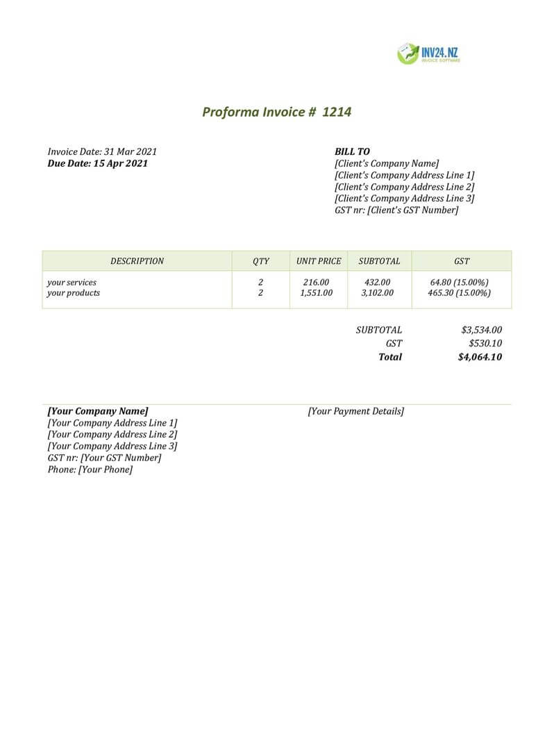 Proforma invoice in New Zealand - Definition, Sample and Creation