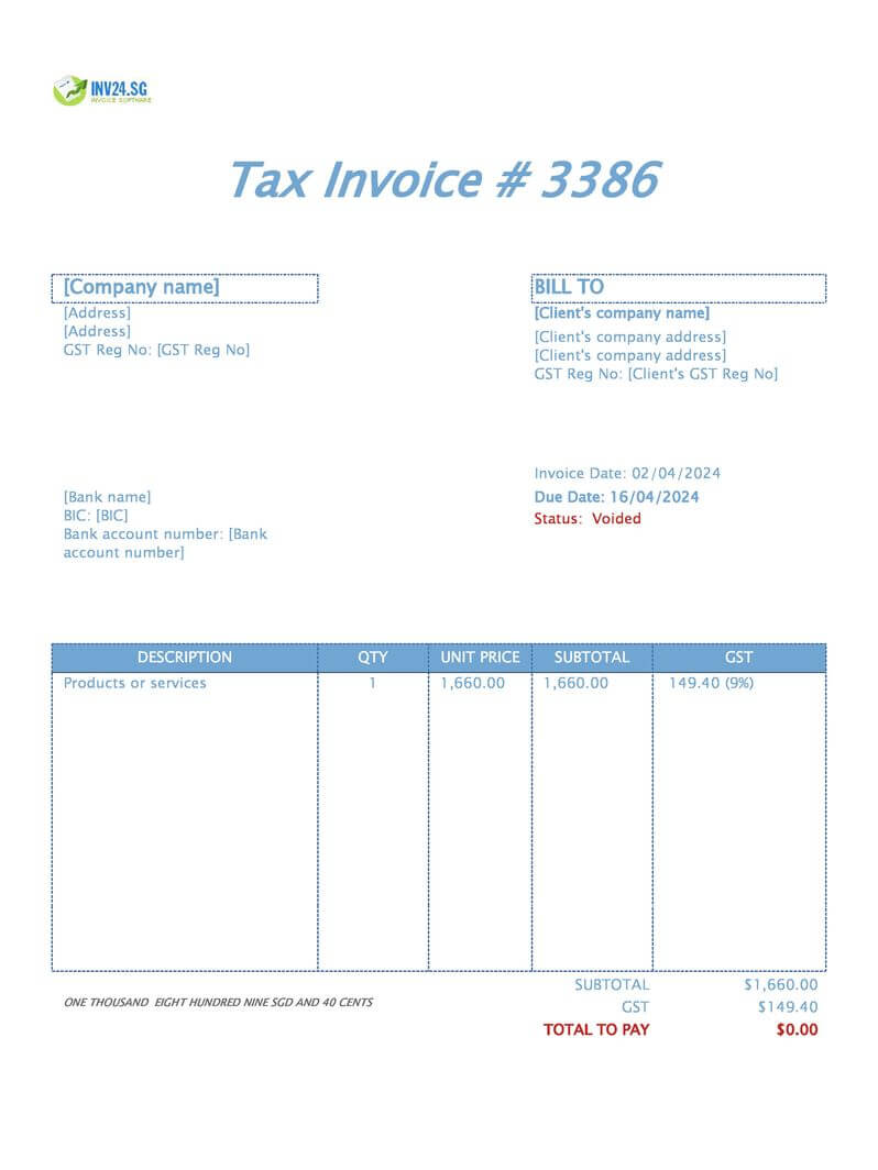 Void Invoice in Singapore: Meaning, Example