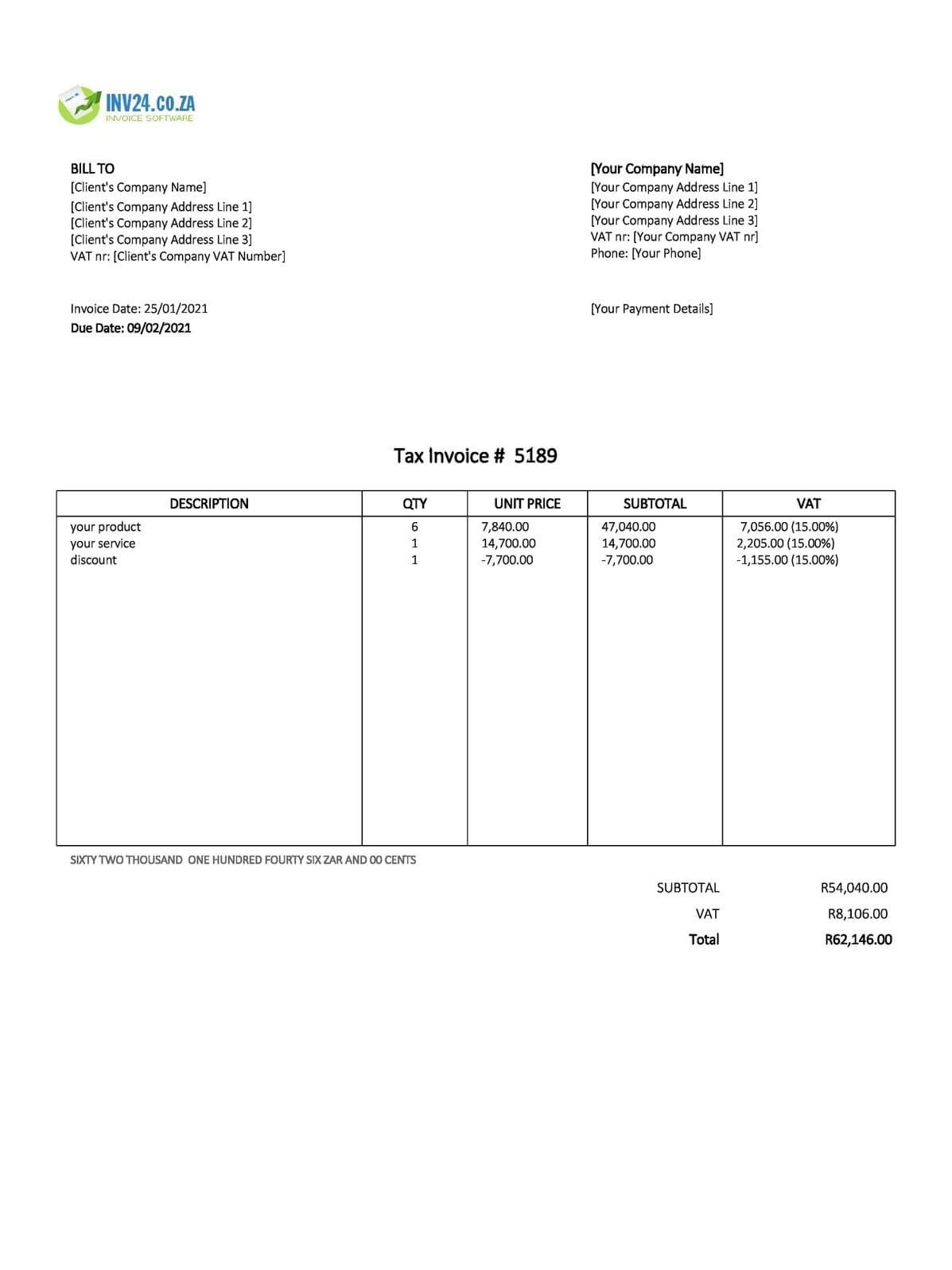 google sheets invoice template south africa excel